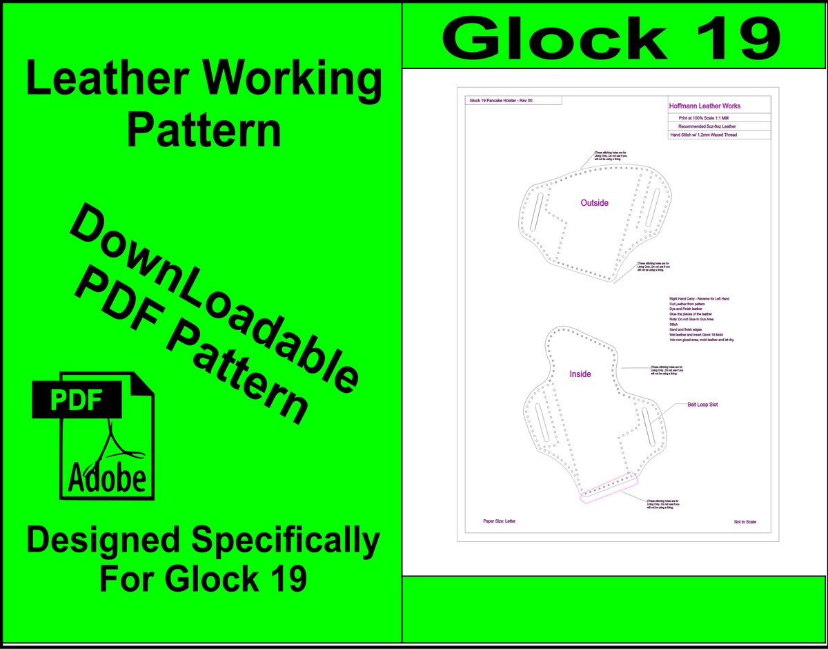 Leather Holster Pattern for Glock 19. Make your own leather Holster for your Glock 19. freeshipping - Hoffmann Leather Works – Snake River Holsters leather-holster-pattern-for-glock-19-make-your-own-leather-holster-for-your-glock-19-freeshipping-hoffmann-leather-works-snake-river-holsters