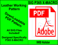 Sig Sauer X-Macro IWB Leatherworking Pattern.  Make your own leather Holster for your With SVG Files