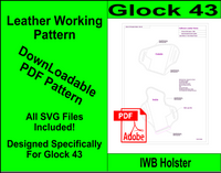 Leather Working Pattern for Glock 43 IWB Holster PDF W/SVG