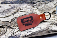 Leather Jeep Keychain, Laser Etched FOB, Handmade - Hoffmann Leather Works