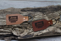 Leather Jeep Keychain, Laser Etched FOB, Handmade - Hoffmann Leather Works