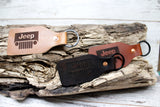 Leather Jeep Keychain, Laser Etched FOB, Handmade - Hoffmann Leather Works