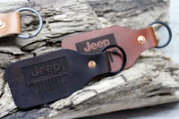 Leather Jeep Keychain, Laser Etched FOB, Handmade - Hoffmann Leather Works