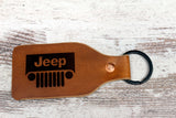 Leather Jeep Keychain, Laser Etched FOB, Handmade - Hoffmann Leather Works