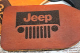 Leather Jeep Keychain, Laser Etched FOB, Handmade - Hoffmann Leather Works