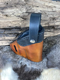 Avenger style leather holster fits Sig Sauer P365 X-Macro Safety Strap