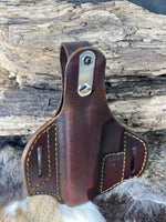 Leather Holster fits Springfield XDS 3.3 Pancake style leather holster with Thumb Break