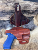 Leather Holster fits Glock 17 Pancake style leather holster with Thumb Break