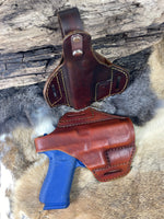 Leather Holster fits Glock 43x Pancake style leather holster with Thumb Break